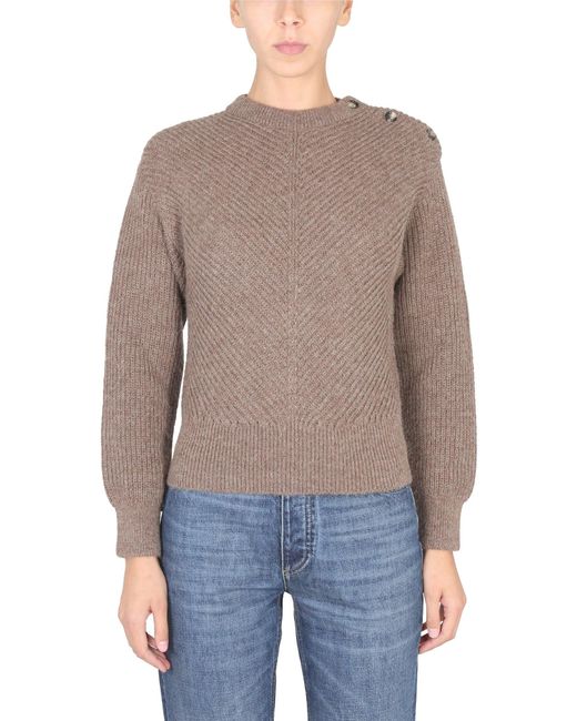 Bottega Veneta Gray Alpaca Knit With Chevron Pattern