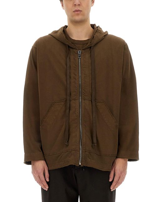 Uma Wang Brown Oversized Zipper Hoodie for men