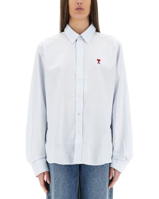 Camicia Con Logo di AMI in White da Uomo