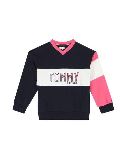 Tommy Hilfiger Blue Colorblock Crewneck Sweatshirt