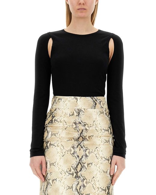 Helmut Lang Black Cut-Out Shoulder Top