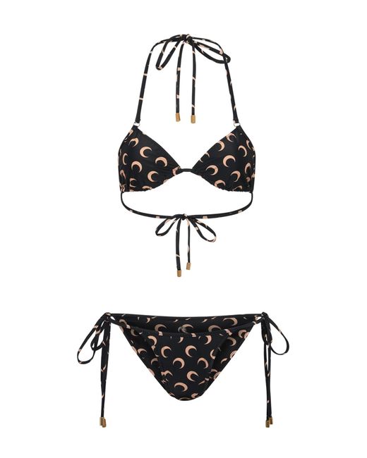 MARINE SERRE White Logo Print Bikini