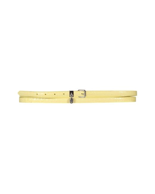 McQueen Yellow Double Belt With Skull And Pavè