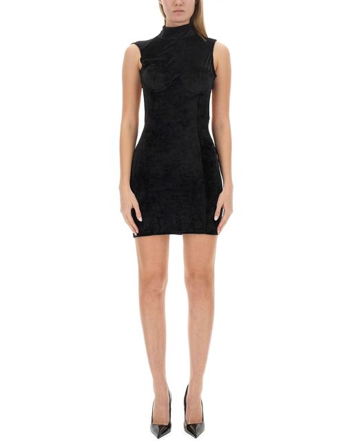 Gcds Black Backless Slim Fit Mini Dress