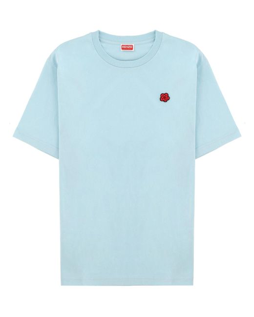 KENZO Blue T-Shirt With "Boke Flower" Embroidery for men