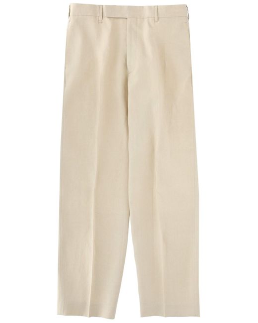 Paul Smith Natural Relaxed Flat Front Pants for men