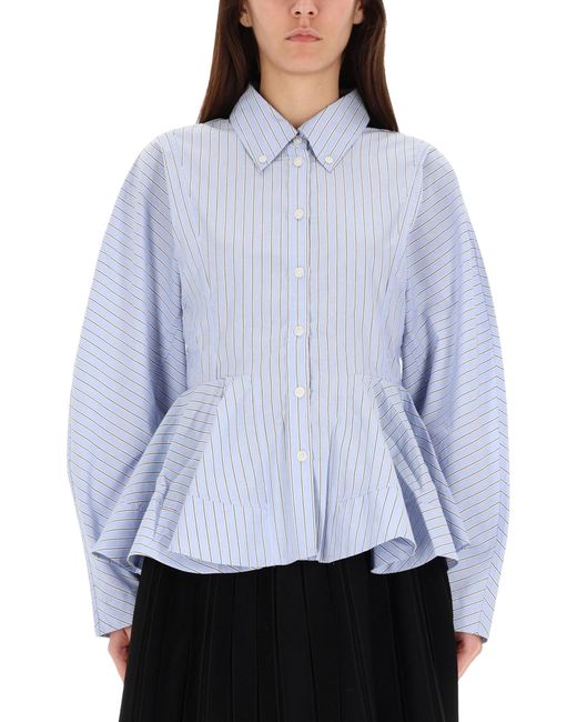 Ganni Blue Striped "Peplum" Shirt