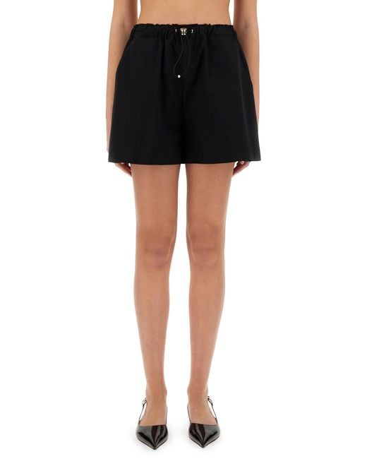Moschino Black Wide-Fit Cotton Shorts