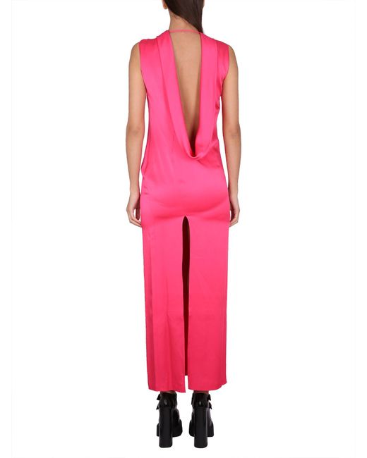 ABITO LUNGO CON SCOLLO AD ANELLO di Versace in Pink