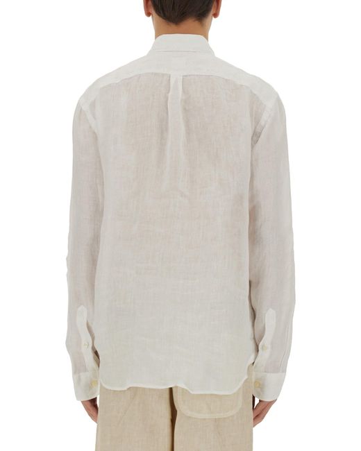 Camicia Button Down di 120% Lino in White da Uomo