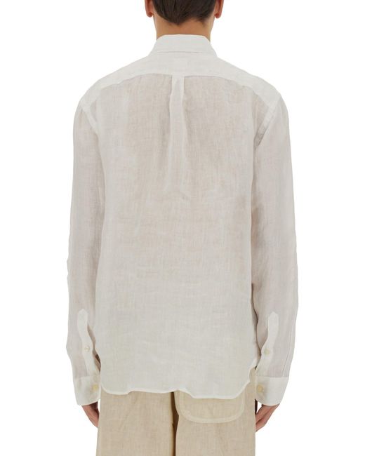 Camicia Button Down di 120% Lino in White da Uomo