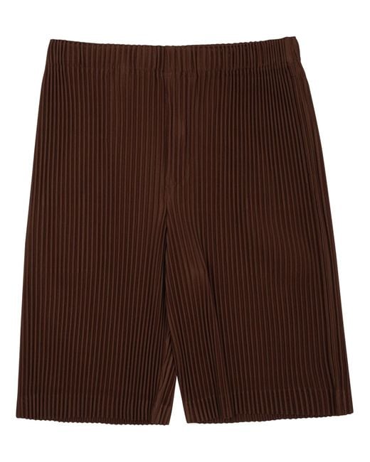 Homme Plissé Issey Miyake Brown Pleated Polyester Shorts for men