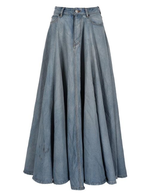 Balenciaga Blue Long "Godet" Skirt