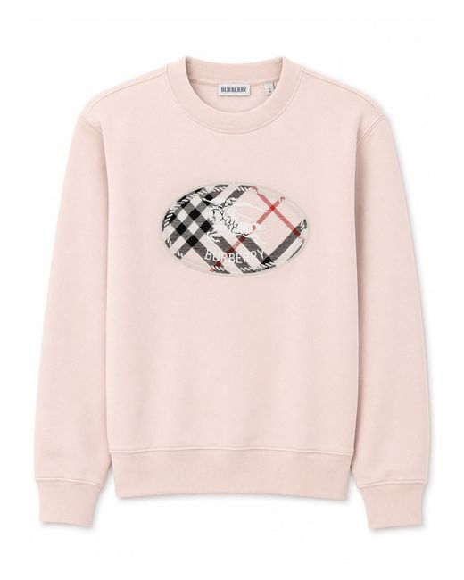 Burberry Pink Felpa "Caroline" Con Inserto Check