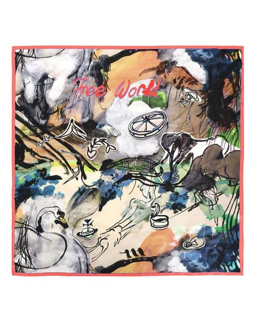 Vivienne Westwood Metallic Foulard Quadrato "Free World"