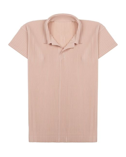 Homme Plissé Issey Miyake Pink Textured Pleated Polo Shirt for men