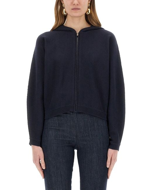 Theory Blue Knit Sweatshirt With Zipper