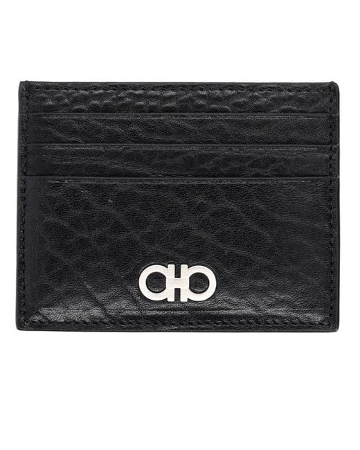 Ferragamo Black Card Holder With Logo for men