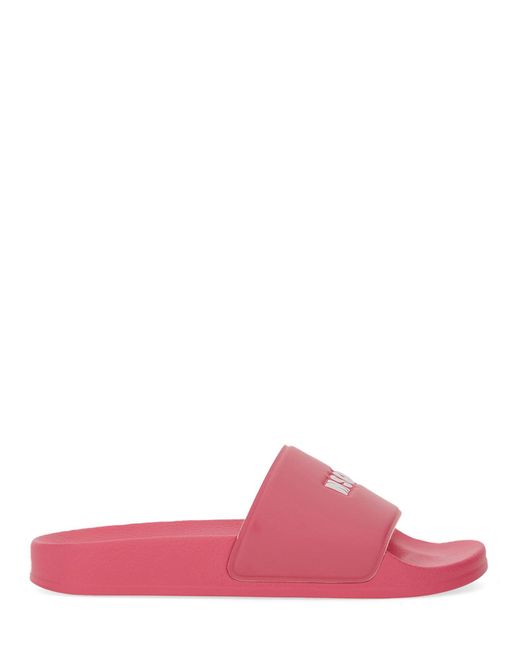 MSGM Pink Slide Sandal With Logo