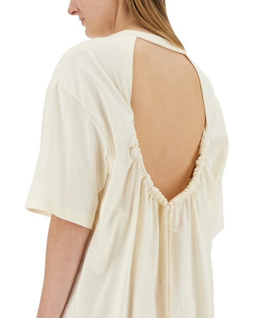 Abito Corto Con Logo di MSGM in Natural