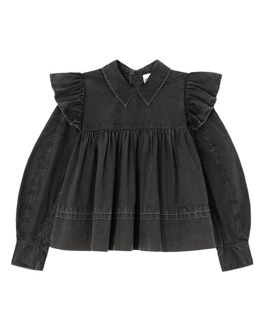 Ganni Black Blouse With Collar
