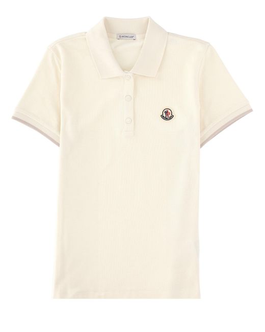 Moncler Natural Polo Con Patch Logo