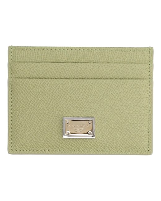 Dolce & Gabbana Green Leather Card Holder
