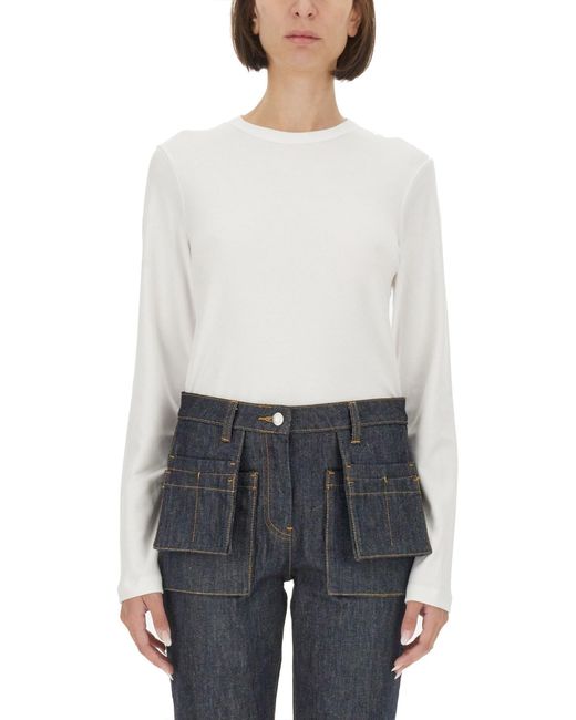 Helmut Lang White Logo Crew Neck T-Shirt