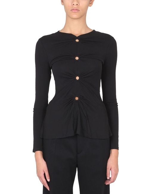 Proenza Schouler Black Matte Crepe V-neck Top