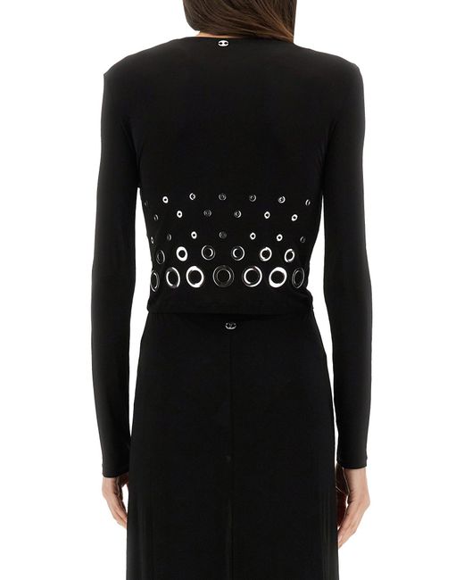 Top Crop Con Occhielli di Rabanne in Black