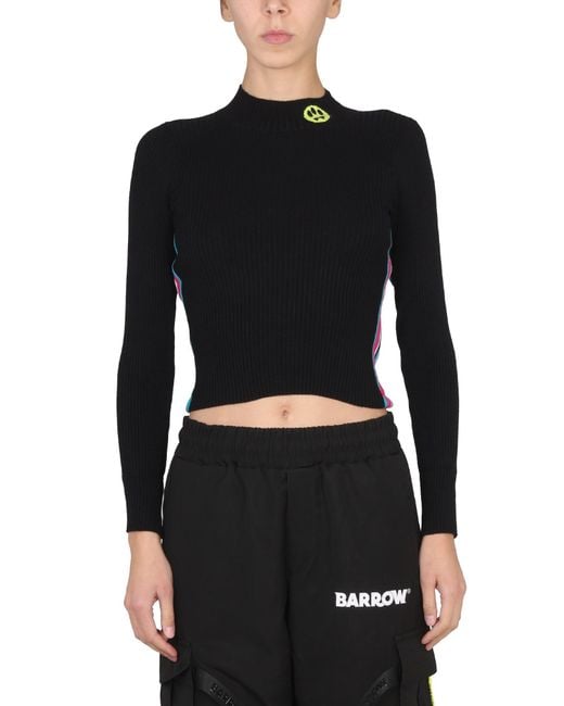 Barrow Black Top With Logo And Colored Bands