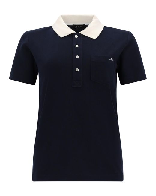 A.P.C. Blue Solid Shirt Collar Polo