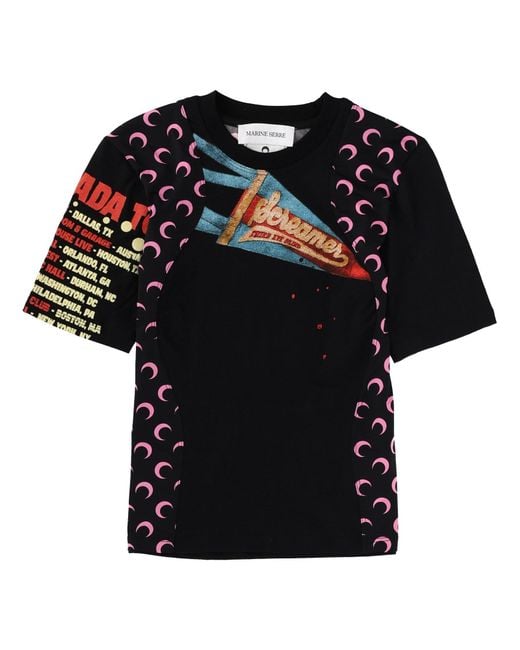 MARINE SERRE Black "Regenerated Graphic" T-Shirt