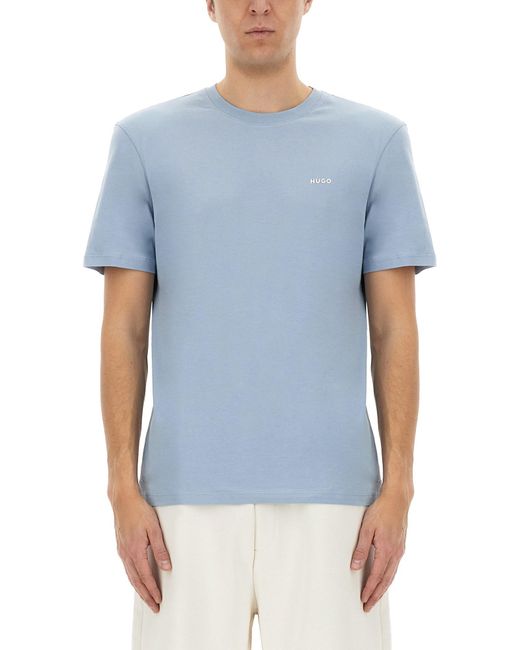 HUGO Blue Tshirt With Logo for men