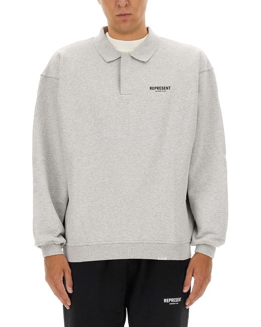 Polo Con Logo di Represent in Gray da Uomo