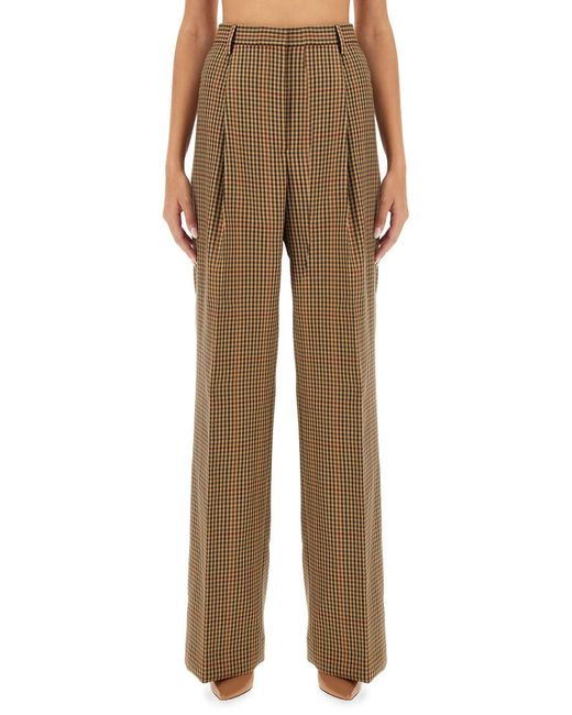 Dries Van Noten Natural Check Pattern Regular Fit Wool Pants (Size 38)