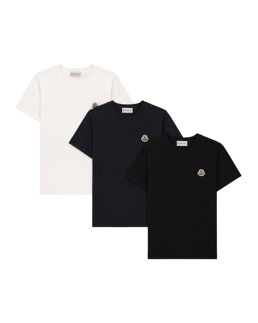 Moncler Black 3-Pack T-Shirt Con Logo Applicato