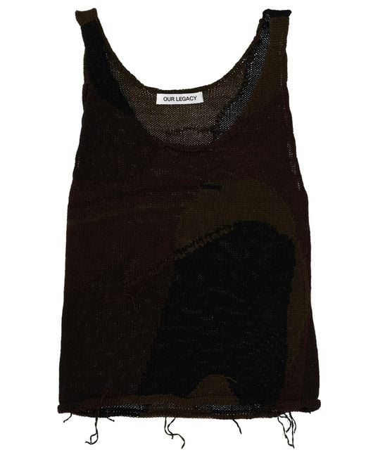 Our Legacy Black Abstract Scoop Neck Top