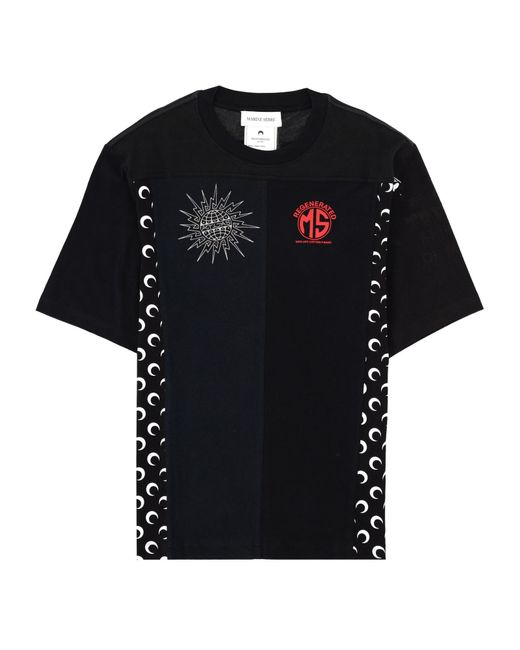 MARINE SERRE Black T-Shirt "Upcycled" Con Stampa for men