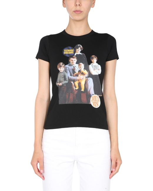 Raf Simons Black Fitted Graphic Print Crew Neck T-Shirt