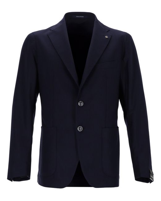 Tagliatore Blue Single-Breasted Virgin Wool Blazer for men