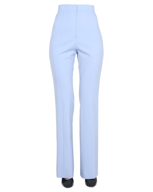 Patou Blue Essential Wool Pants With Hook And Eye Closure