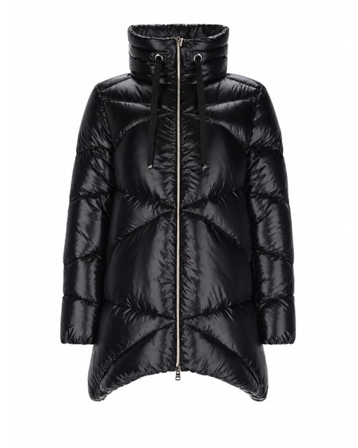 Herno Black Piumino Trapuntato Con Collo Alto