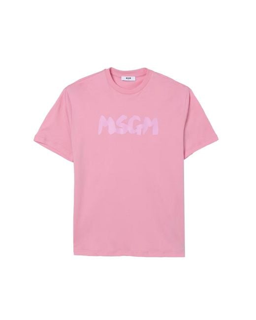 MSGM Pink T-Shirt With Logo