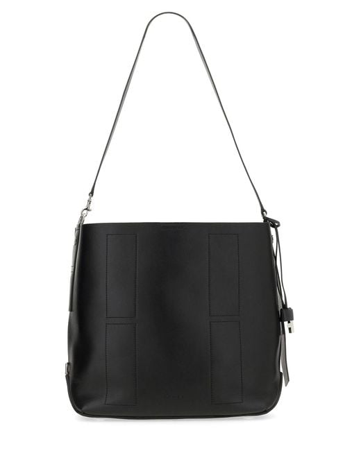 Hogan Black Hocket Medium Leather Hobo Bag