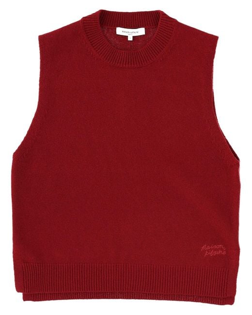Maison Kitsuné Red Wool Vest