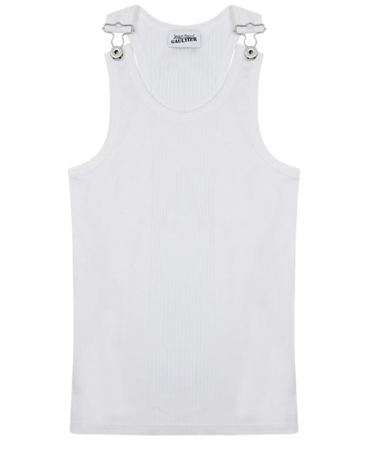 Jean Paul Gaultier White Solid Scoop Neck Top
