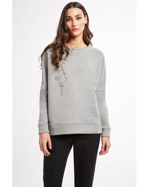 Elie Tahari Chantae Knit in lt Grey Crystal (Gray) - Lyst