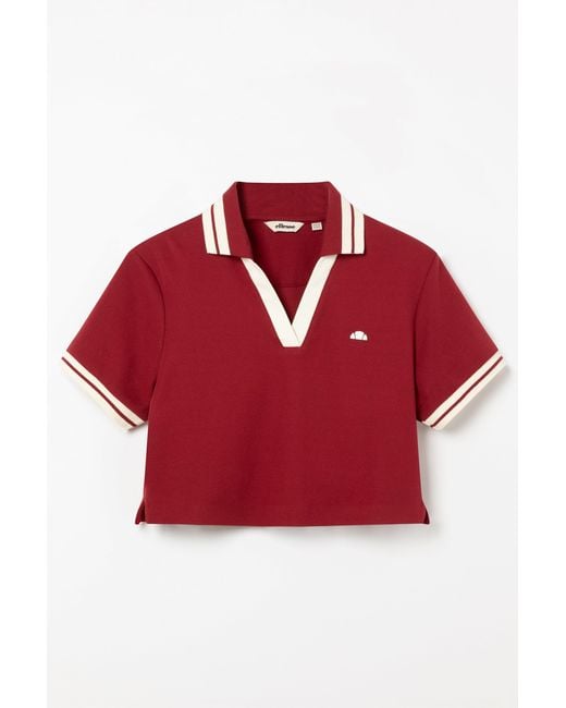 Ellesse Red Fernie Polo Shirt Crimson/Ecru
