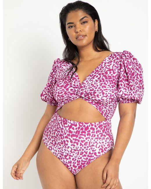 swimsuit puff sleeves